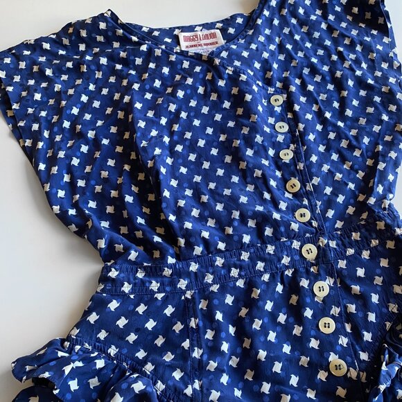 80s Maggy London by Jeannene Booher 100% Silk Peplum Designer Wiggle Dress Sz 10 - Picture 7 of 9